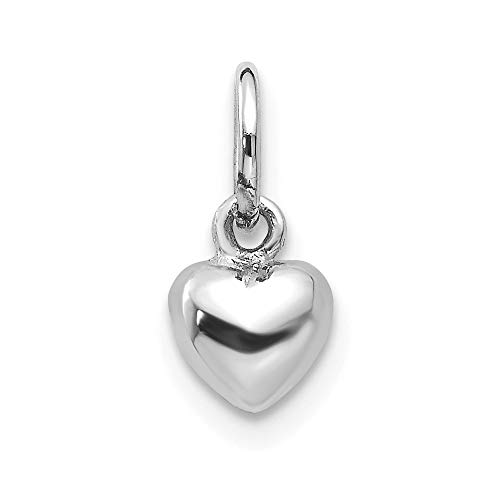 14k White Gold Solid 3d Heart Pendant Charm Necklace Love Puffed Fine Jewelry For Women Gifts For Her