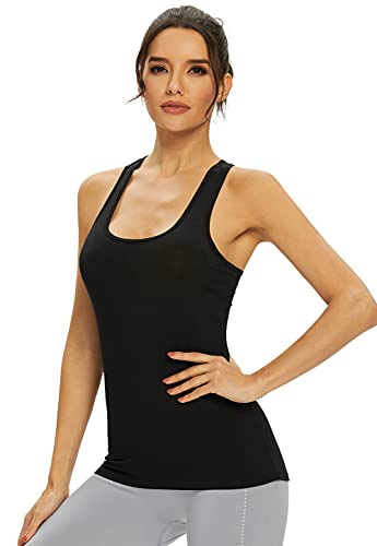 Image of Femdouce Workout Tank Tops for Women Basic Racerback Tank Top Soft Athletic Sleeveless Yoga Shirts -4Pack
