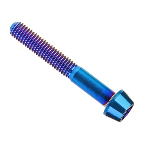 Image of Titanium Ti Bolt M5x9 16 18 20 25 30 35 40 45 50 55 60mm Tapered Head Screws Pack of 4 (M5x40mm, Burnt Blue)