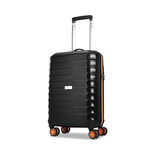 Image of Aristocrat Altitude 8 Wheel Cabin (Small Size) Hard Case Trolley Bag | Combination Lock |Tough and Durable Polypropylene Luggage | 3 Year International Warranty| 58 CM Suitcase for Travel| Black