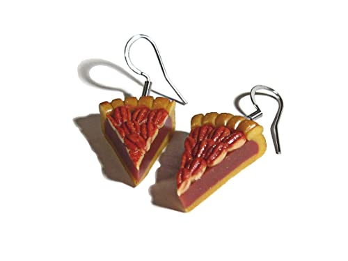 Pecan Pie Dangle Earrings - Tiny Food Jewelry - 1 Pair #TOP5