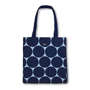 Kate Spade New York Canvas Tote Bag for Women, Cute Tote Bag for Teacher, Blue Canvas Beach Bag, Book Tote with Pocket, Joy Dot