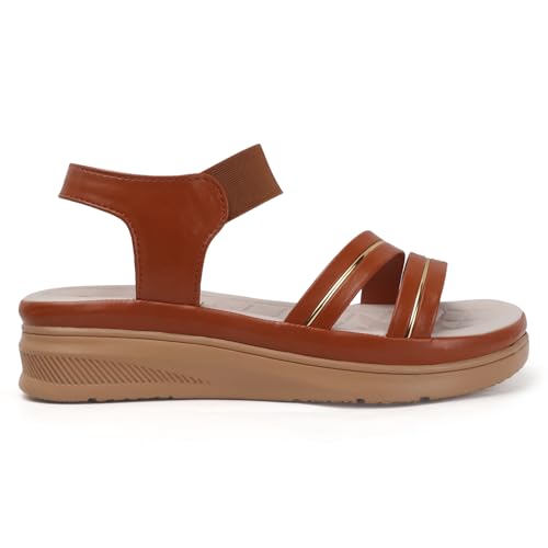Image of Ladies Hub Stylish Women's Wedge Sandals Platform Heels with Extra Soft Cushioned Footbed, Ankle Strap & Open Toe Style
