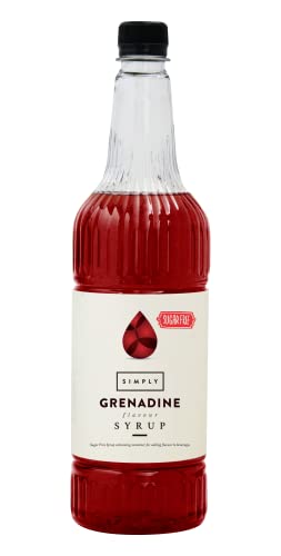 Simply Sugar Free Grenadine Syrup, Low Calorie, Vegan & Nut Free Flavoured Syrup for Coffee, Cocktails & Baking (1 Litre)