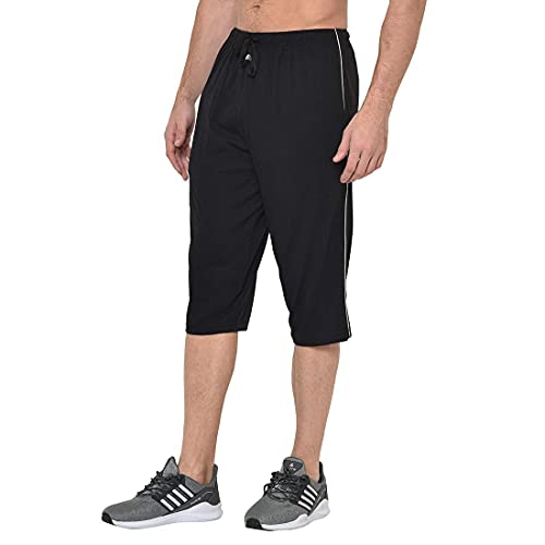 Image of Men's Regular Fit Cotton Three by Fourth, 3 /4th, Man Capri, Capris, Three Quarter, Capri for Men, Printed, Sports Running, Three Quarte, Casual Lounge Short, Nightwear Sleep Shorts, Pack of 2