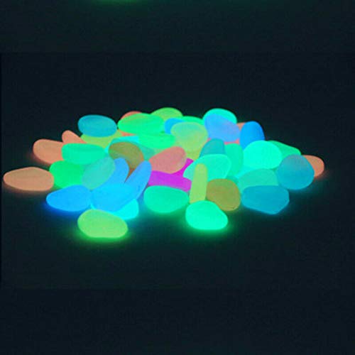 Preisvergleich Produktbild LACKINGONE 100 Stück Bunt Leuchtsteine Kieselsteine Leuchtkiesel Floureszierende Pebble Steine für Aquarium, Garten, Wanddekoration, Pflanzendekoration, Kinderzimmer Dekor