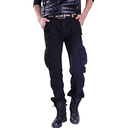 Pantalon de camouflage multi-poches homme coton décontracté noir 36