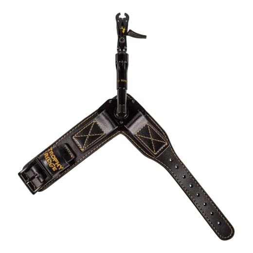 Trophy Ridge 10-Ring Archery Bow Release - Compact Dual-Caliper Design, 360° Rotating Head, 360° Swiveling Arm, Adjustable Length, Trigger Travel Tuning, Premium Leather Buckle Strap