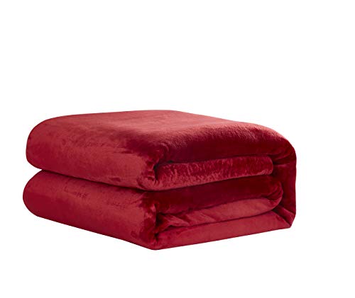 Cozy Fleece 93BK0FNLFLCS00990X90 Super Soft And Plush Flannel Fleece Blanket, Red cover