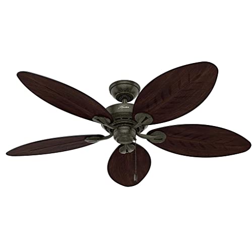 Up To 40% OFF Hunter Bayview Indoor / Outdoor Ceiling Fan with Pull Chain Control, 54", Provencal Gold