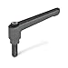 Die Cast Zinc Metric Adjustable Handle, Threaded Stud, 63mm Length, 45mm Height, M10 x 1.5mm Thread, 25mm Thread Length (Pack of 2)