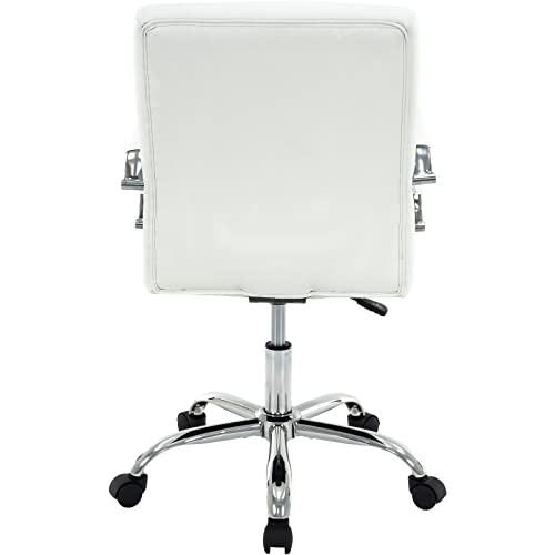 Mfd Living High Back Desk Chair, Modern Pu Leather Home Office Task Chair With Arms, Adjustable Swivel Computer Executive Chair With Wheels (Pearl White) #TOP7