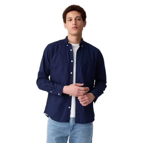 Image of Gap Men Solid Slim fit Long Sleeve Collared Neck Shirt