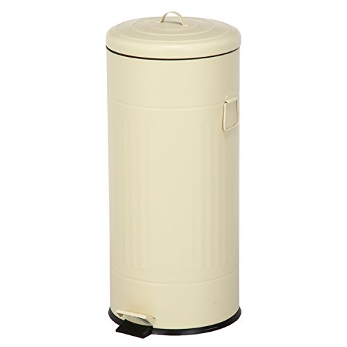 不二貿易 ゴミ箱 ダストボックス 容量30L アイボリー ペダル式 ラウンド スチール 34745