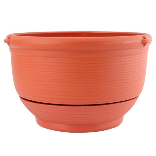CMQTHINGS Macetas Maceta Colgante de Resina roja ladrillo, Organizador Plantas con Bandeja for clorofito Decoración del hogar