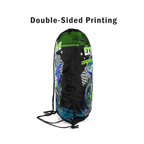 Feelyou Dirt Bike Drawstring Backpack Motocross Racer Sports Gym String Bag Racing Motorcycle Drawstring Bags Extreme Sports Waterproof Cinch Bag 13"x15.7"4