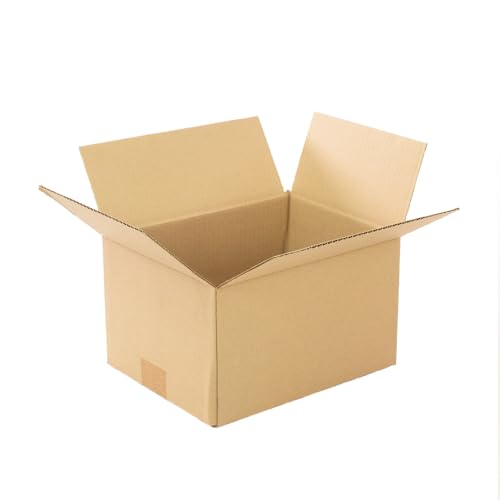 Opakowanie 25 kartonów ze wzmocnionego kartonu o wymiarach 25 x 20 x 15 cm i prostym K, wyprodukowane w Hiszpanii z kartonu pochodzącego z recyklingu, wytrzymałe do wysyłki, przechowywania i