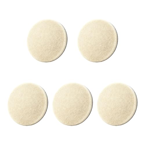 QIESCOL 5PCS Car Glass Polishing Pads, 5-Inch Wool Felt Windshield Buffing Pad with Hook & Loop Back for Random Orbital Sander, Window Glass Scratch, Stubborn, Waterspots Removal Repair kit (5IN)