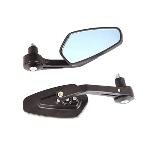 Retrovisor de moto premium en aluminio negro con anclaje robusto para extremos de barra de 22mm