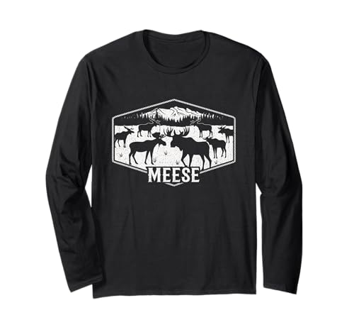 Meese Funny Moose Humor Camping Wildlife Outdoor Nature Long Sleeve T-Shirt