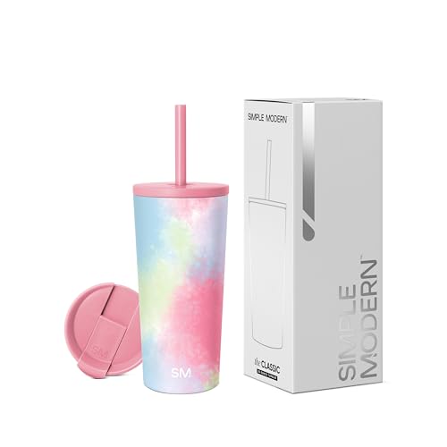 Image of Simple Modern Insulated Tumbler with Lid and Straw | Iced Coffee Cup Reusable Stainless Steel Water Bottle Travel Mug | Gifts for Women Men Her Him | Classic Collection | 20oz | Kaleidoscope