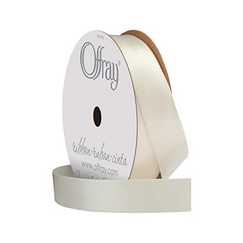 Image of Offray 061558 5 /8 inch Wide Single Face Satin Ribbon, Antique White Ivory, 6 Yds