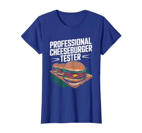 Professional Cheeseburger Tester, Burger Lover Burger Junkie T-Shirt, Women, Royal Blue, Small