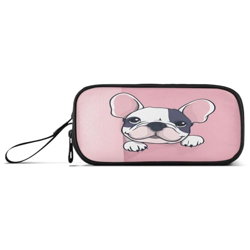 Image of Caikeny Pencil Case Cute Bulldog Puppy Pen Bag Large Capacity Pencil Box Pen Pouch with Zipper Cosmetic Organizer for Kids Teens Adults
