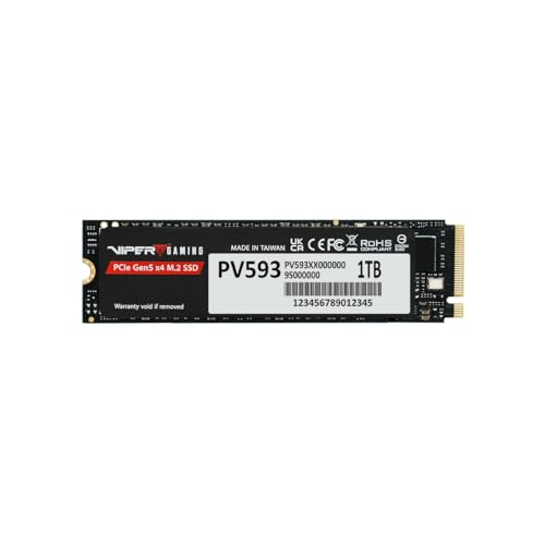Patriot Viper PV593 1TB Internal SSD - NVMe PCIe Gen 5x4 - M.2 2280 - Sequential Read (CDM): up to 14,000MB/s; Sequential Write (CDM): up to 10,000MB/s - Solid State Drive - PV593P1TBM28H