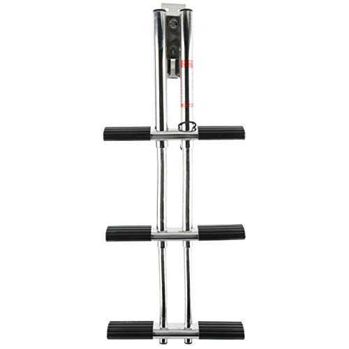 DasMarine Heavy Duty 3 Steps Boat Marine Sport/Diver Ladder 316 Stainless Steel Dual Vertical Telescoping Tube with 2.5" Transom Mounting Extension Shim (3 Step Ladder)