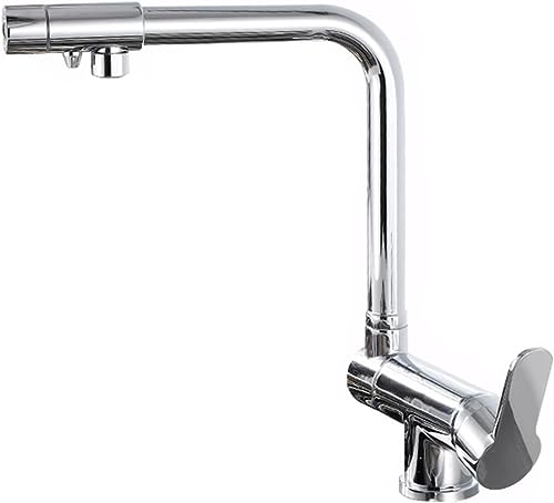 Robinet de cuisine 3 voies chrome éclatant évier devant fenêtre