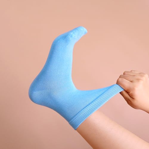 Image of Womens Viscose Bamboo Crew Socks Thin Casual Ultra Soft Colorful Above Ankle Socks Breathable Comfortable 3 /6 Pairs