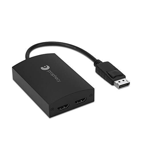 gofanco Prophecy 1x2 DisplayPort 1.2 to 2 Port HDMI Multi Monitor Adapter – DP to Dual HDMI MST Hub w. Extended Display Mode, 4K @30Hz, for Windows PCs, Not Mac OS Compatible, TAA Compliant