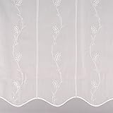 SCHÖNER LEBEN. Stickerei-Panneaux Bistrogardine Scheibengardine transparent und nähfrei mit Stickerei Blütenranken Ecru 90cm Höhe