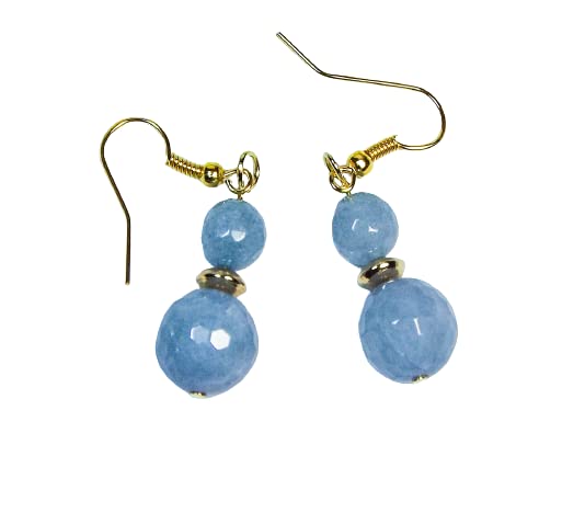 Cynthia Lynn"SOPHIA" Aquamarine Gemstone Beaded Gold Tone Earrings