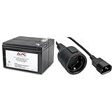 APC APCRBC113 Batterie USV RBC113 schwarz & Netz Adapter Kabel, Inline®, Kaltgeräte C14 auf Schuko Buchse, 1m (1 Stück)