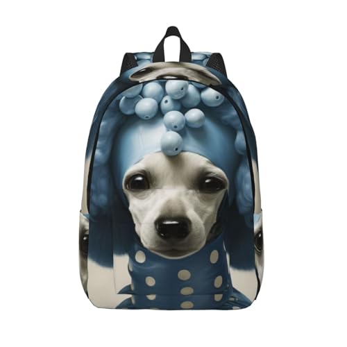 Sac à dos WURTON caniche bleu à pois, idéal du bureau aux randos