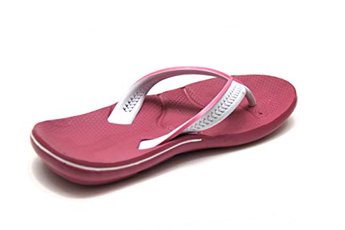 Chinelo Feminino Ortopédico Anatômico Facite Plantar Esporão Antiderrapante (37, Rosa/Branco)