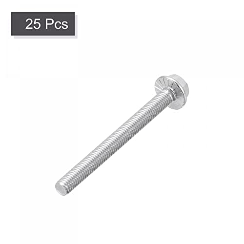 Image of uxcell M5x50mm Hex Serrated Flange Bolts Screws Metric Thread 304 Stainless Steel 25pcs