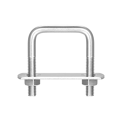 Image of uxcell Square U-Bolts, 3 Sets 32mm(1.26 inch) Inner Width 46mm Length M6 304 Stainless Steel U Clamp Bolt with Nuts and Plates, for Boat Trailer