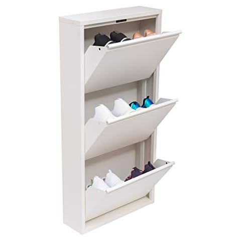 Mabel Home Modern 3 & 4 Drawer Shoe Cabinet, 3-4Tier Shoe Rack Storage Organizer, (White) (3 & 4Tier) (3 Tier) Cover