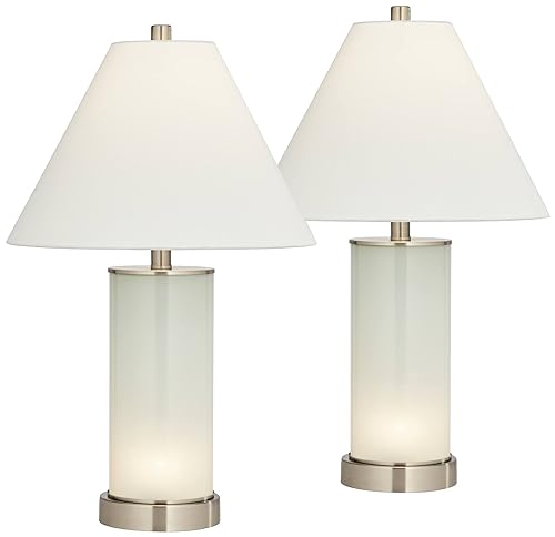 360 Lighting Randi 24" High Small Modern Coastal Table Lamps Set of 2 with USB Port for Living Room and Bedroom Charging 