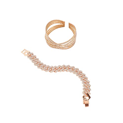 SOHI Gold Plated Bracelet Jewellery Combo of 2 | Adjustable Alloy Bracelet With Crystal Stones For Girls and Women | hand accessories for women | bracelets for women fashion (5054) (B0C3CHVSFH) Amazon Price History, Amazon Price Tracker