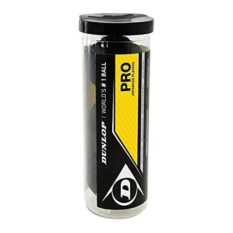 Dunlop Squashbälle Pro doppelgelb, 3 Stück in der Dose, Offizieller Turnier-Squashball Cover
