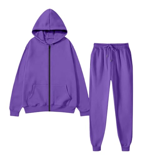 Sweatsuits for Men 2 Piece Zip Up Hoodie & Sweatpant Tracksuit Set Purple - image 4