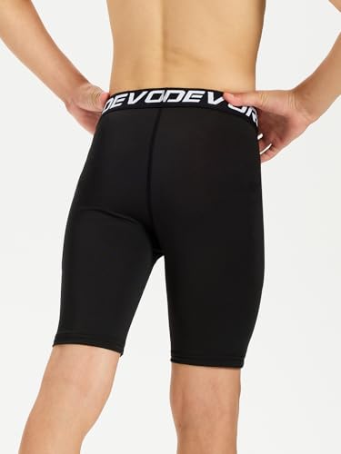 DEVOROPA Youth Boys Compression Shorts Performance Athletic Base Layers Workout Training Underwear Side Pocket3