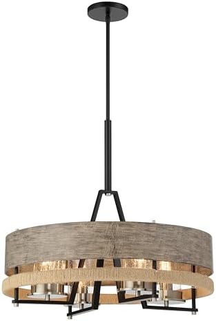 Minka Lavery 2765-733 Silver Creek Outdoor Pendant, 4-Light, 240 Total Watts, 24-in H x 22.25-in W, Stone Grey, Coal Black, and Brushed Nickel