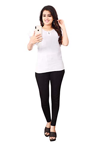 Image of DHRUVI TRENDZ Women's Plain Regular fit Top (DT-D-W1213-L Off-White Large