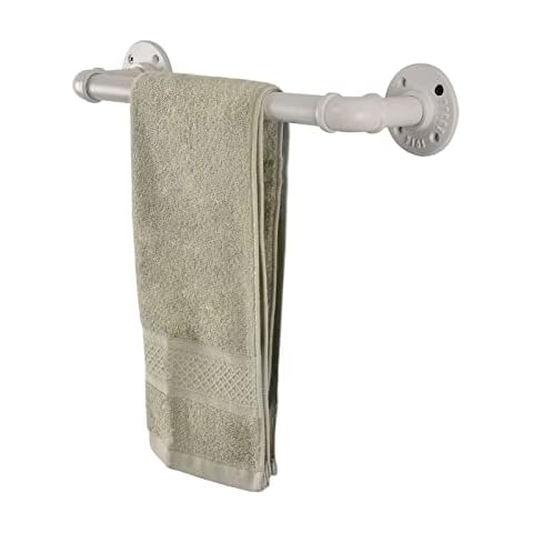 HOEMLIM Pipe Towel Bar Wall Mounted Industrial Towel Rack Holder Rustic Heavy Duty Bathroom Hardware(12 inch,White) Cover