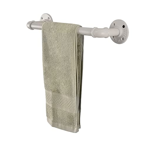 Hoemlim Pipe Towel Bar Wall Mounted Industrial Towel Rack Holder Rustic Heavy Duty Bathroom Hardware(12 Inch,White) #TOP10